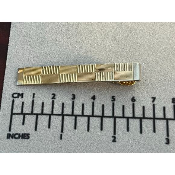 VTG Anson Tie Clip Gold Tone Checked Preppy Academia - Picture 4 of 6